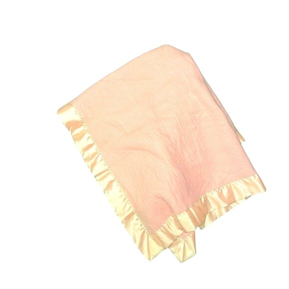 North Star by Chatham Baby Blanket Pastel Pink Satin Trim 37"x 52" Vintage - Picture 1 of 6